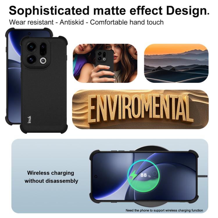 For OPPO Find X9 imak Shockproof Airbag TPU Phone Case - Matte Black