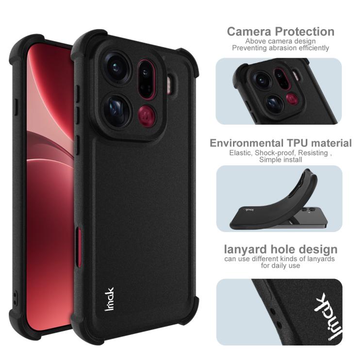 For OPPO Find X9 Pro imak Shockproof Airbag TPU Phone Case - Matte Black