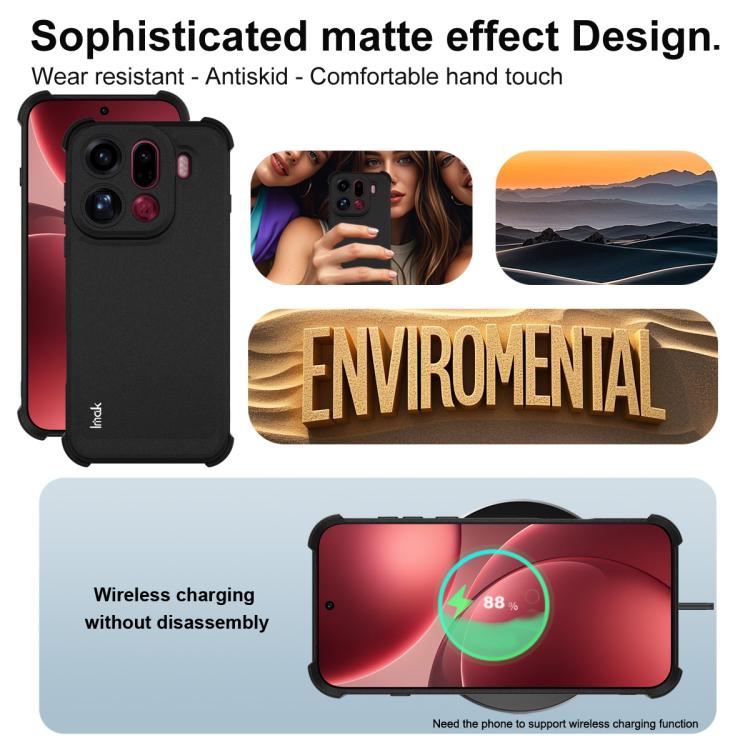 For OPPO Find X9 Pro imak Shockproof Airbag TPU Phone Case - Matte Black