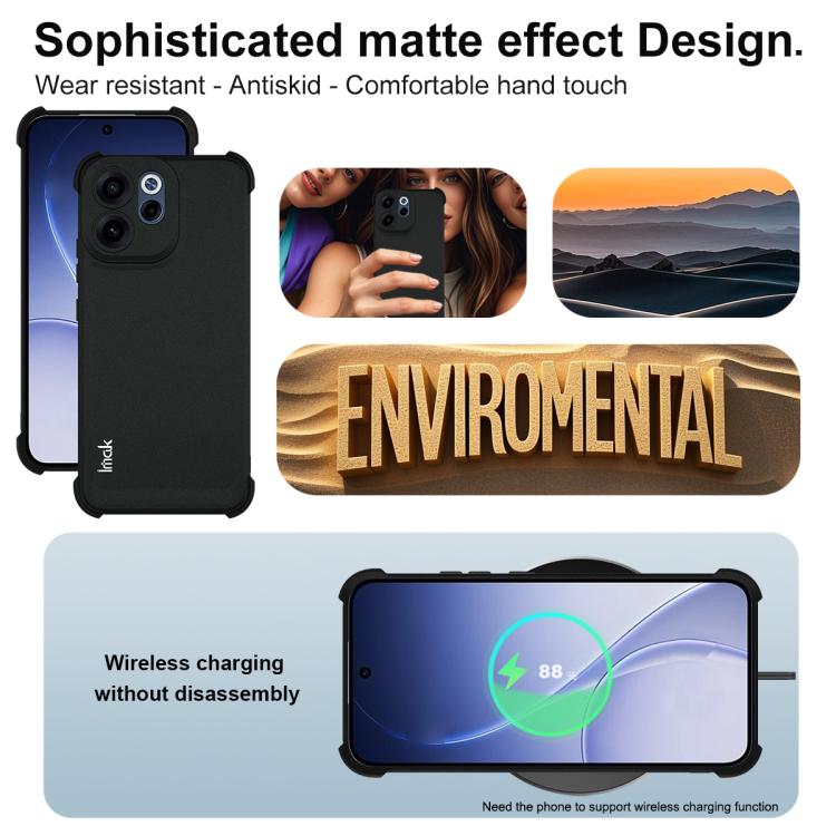 For OPPO Reno15 F 5G Global imak Shockproof Airbag TPU Phone Case - Matte Black