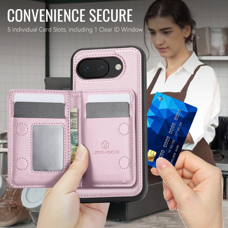 For Google Pixel 10a JEEHOOD J12 Exquisite RFID MagSafe Zipper Card Bag Phone Case