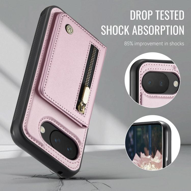 For Google Pixel 10a JEEHOOD J12 Exquisite RFID MagSafe Zipper Card Bag Phone Case