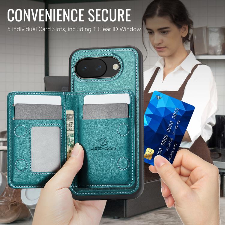 For Google Pixel 10a JEEHOOD J12 Exquisite RFID MagSafe Zipper Card Bag Phone Case
