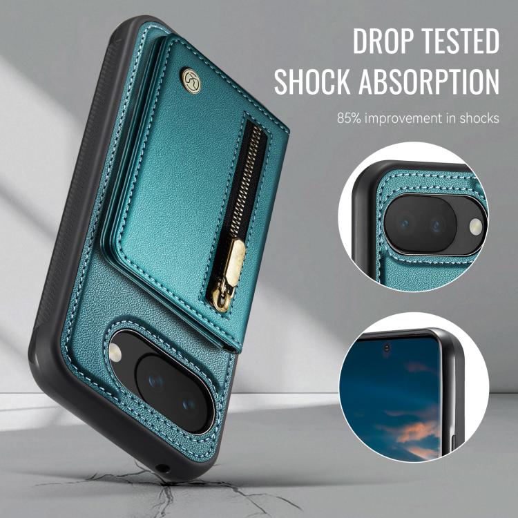 For Google Pixel 10a JEEHOOD J12 Exquisite RFID MagSafe Zipper Card Bag Phone Case