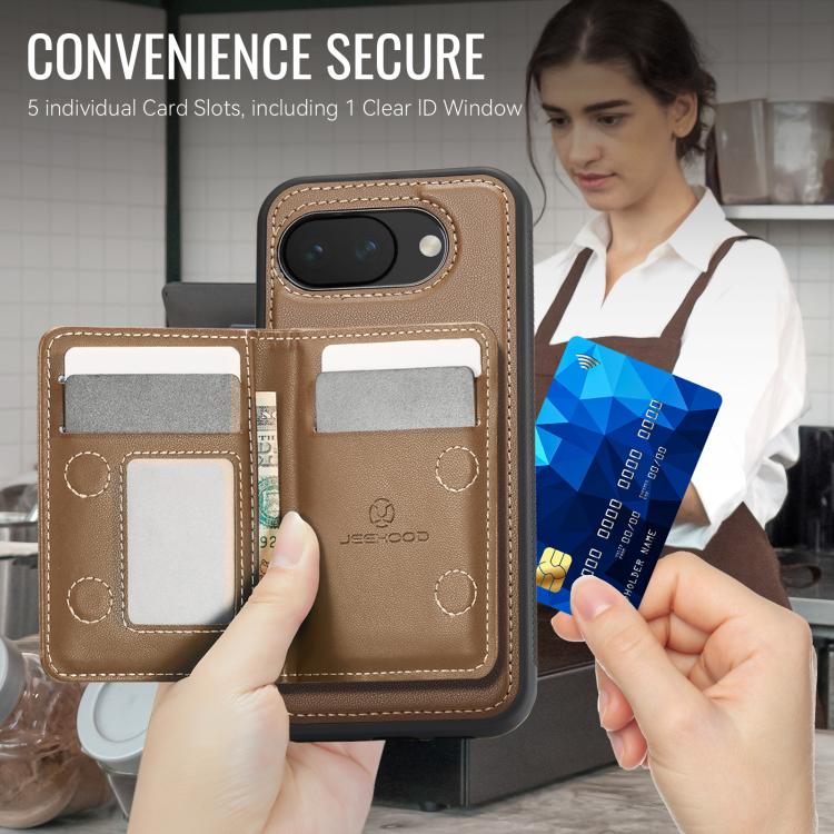 For Google Pixel 10a JEEHOOD J12 Exquisite RFID MagSafe Zipper Card Bag Phone Case