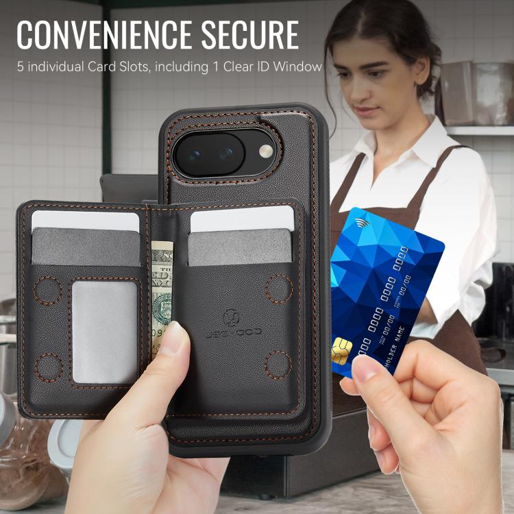 For Google Pixel 10a JEEHOOD J12 Exquisite RFID MagSafe Zipper Card Bag Phone Case