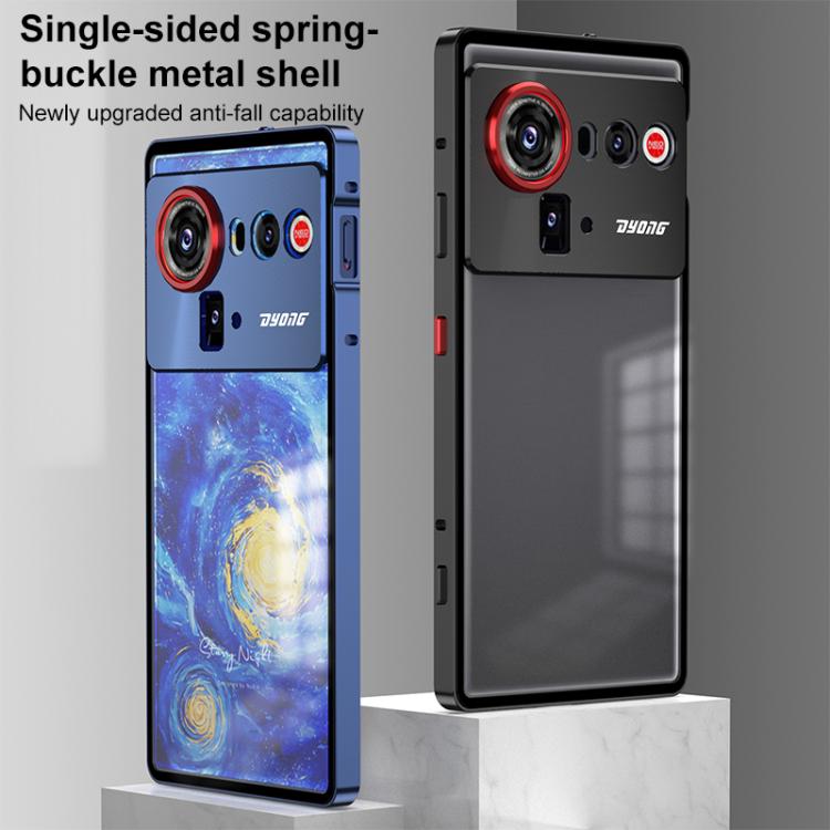 For ZTE nubia Z80 Ultra Snap Buckle Single-sided Metal Frame Frosted Phone Case