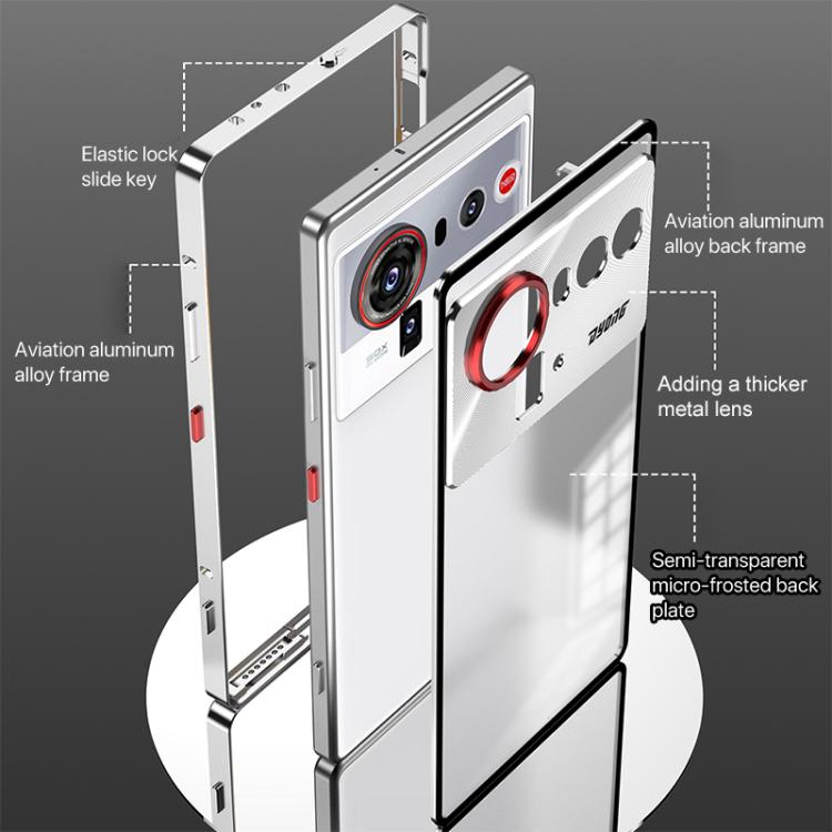 For ZTE nubia Z80 Ultra Snap Buckle Single-sided Metal Frame Frosted Phone Case