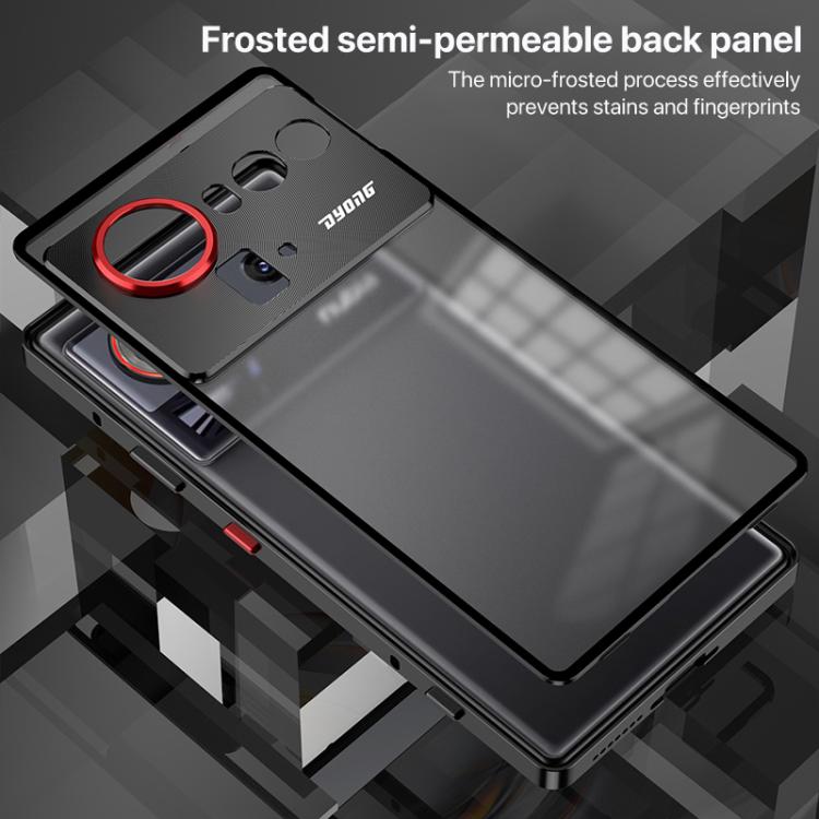 For ZTE nubia Z80 Ultra Snap Buckle Single-sided Metal Frame Frosted Phone Case