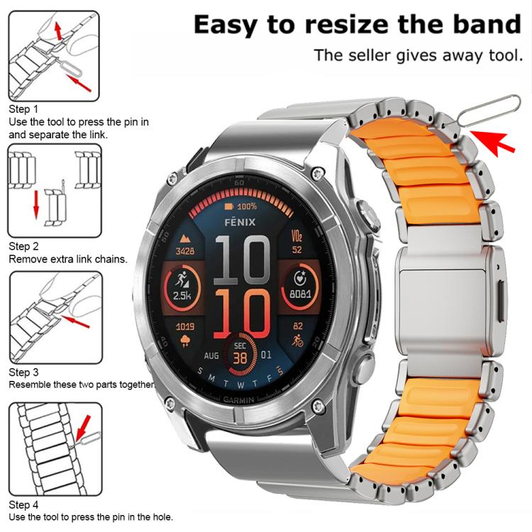 For Garmin 26mm Magnetic Norman Buckle Integrated One-bead Titanium Alloy Watch Band