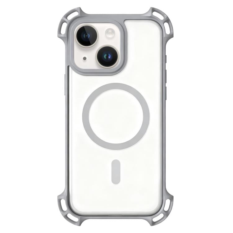 For iPhone 15 Drone-Style Four-Corner Shockproof Acrylic MagSafe Phone Case