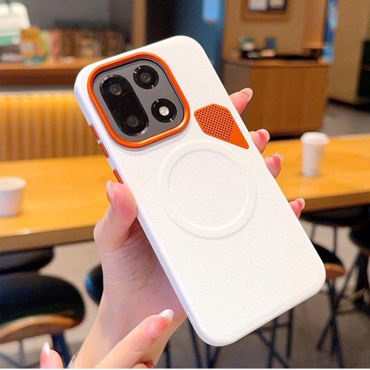 For OnePlus 15 PC + TPU + Leather Cooling Holes MagSafe Phone Case