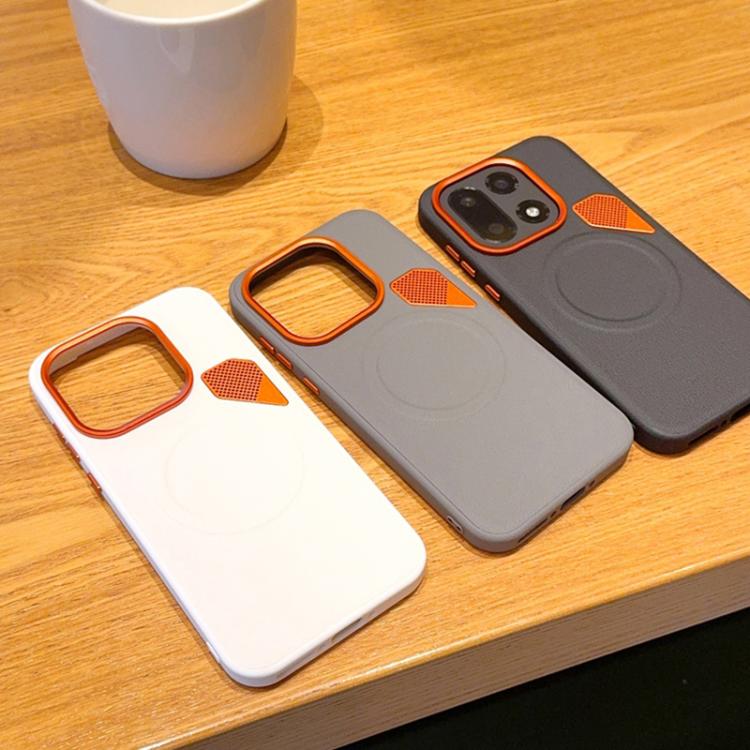 For OnePlus 15 PC + TPU + Leather Cooling Holes MagSafe Phone Case