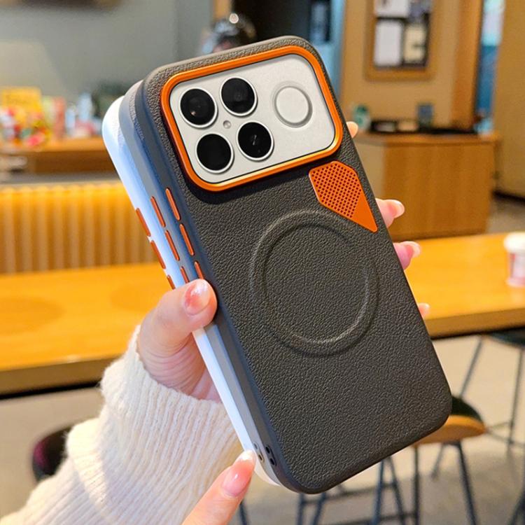 For Redmi K90 / Poco F8 Pro PC + TPU + Leather Cooling Holes MagSafe Phone Case