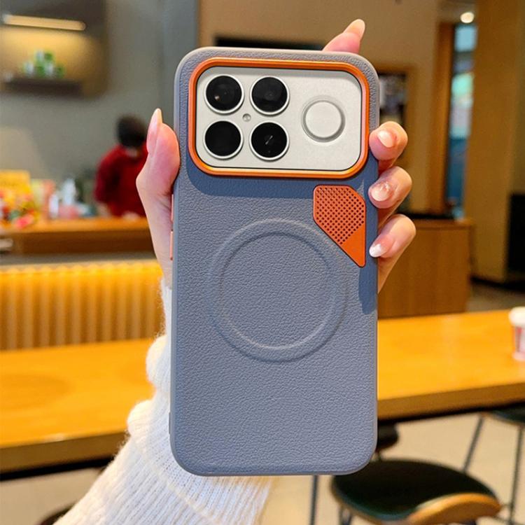 For Redmi K90 / Poco F8 Pro PC + TPU + Leather Cooling Holes MagSafe Phone Case