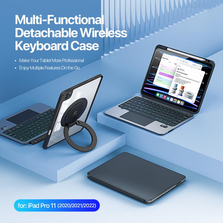 For iPad Pro 11 2020 / 2021 / 2022 DUX DUCIS VK Series Multi-Functional Detachable Wireless Keyboard & Tablet Case - Black