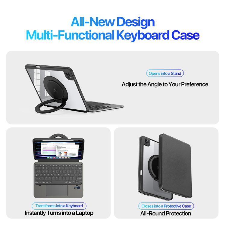 For iPad Pro 11 2020 / 2021 / 2022 DUX DUCIS VK Series Multi-Functional Detachable Wireless Keyboard & Tablet Case - Black