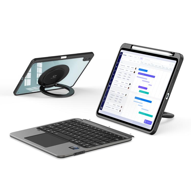 For iPad Air 11 2024 / 2025 / Air 4 / 5 DUX DUCIS VK Series Multi-Functional Detachable Wireless Keyboard & Tablet Case - Black