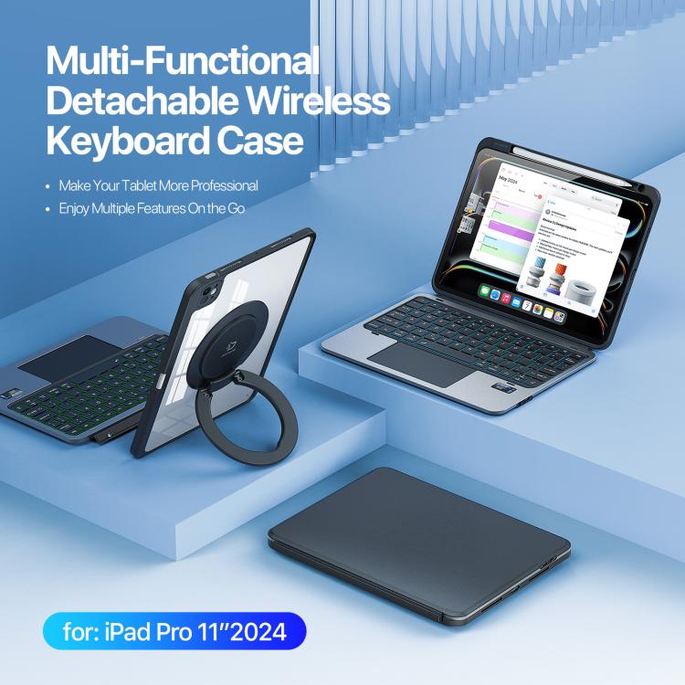 For iPad Pro 11 2024 DUX DUCIS VK Series Multi-Functional Detachable Wireless Keyboard & Tablet Case - Black