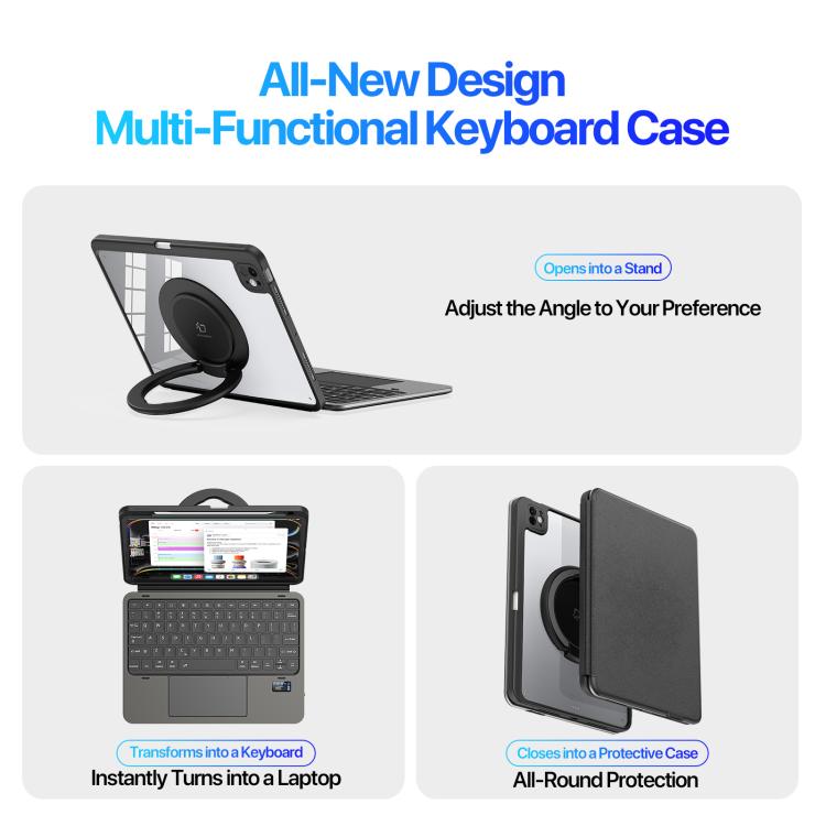 For iPad Pro 11 2024 DUX DUCIS VK Series Multi-Functional Detachable Wireless Keyboard & Tablet Case - Black