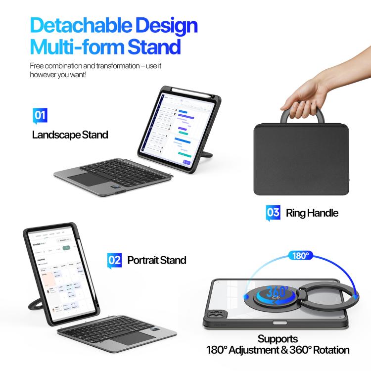For iPad Pro 11 2024 DUX DUCIS VK Series Multi-Functional Detachable Wireless Keyboard & Tablet Case - Black