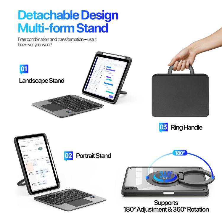 For iPad 2025 / 2022 DUX DUCIS VK Series Multi-Functional Detachable Wireless Keyboard & Tablet Case - Black