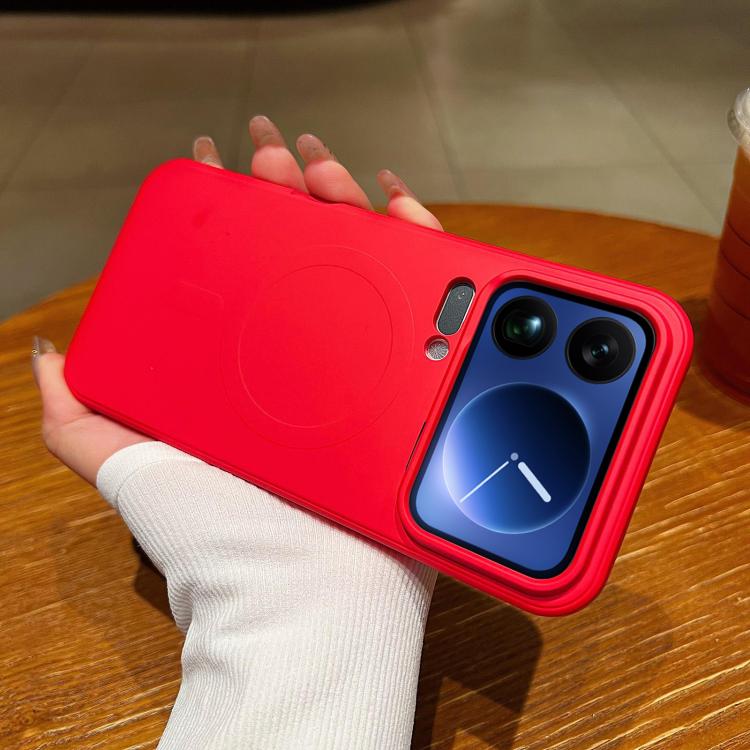 For Xiaomi 17 Pro Max Solid Color Liquid Silicone MagSafe Magnetic Phone Case