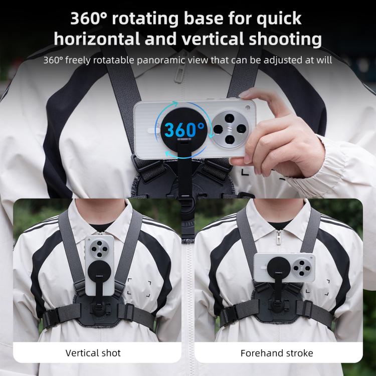 6 in 1 Magnetic Ring Base Vest-style Photography Chest Strap Body Mount Belt with Mount & Screw