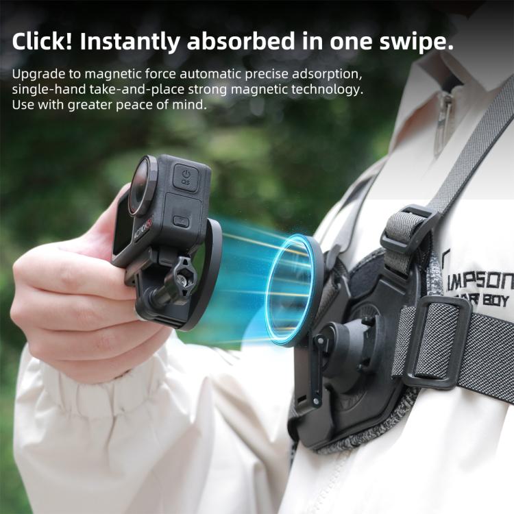 6 in 1 Magnetic Base Vest-style Photography Chest Strap Body Mount Belt with Mount & Screw