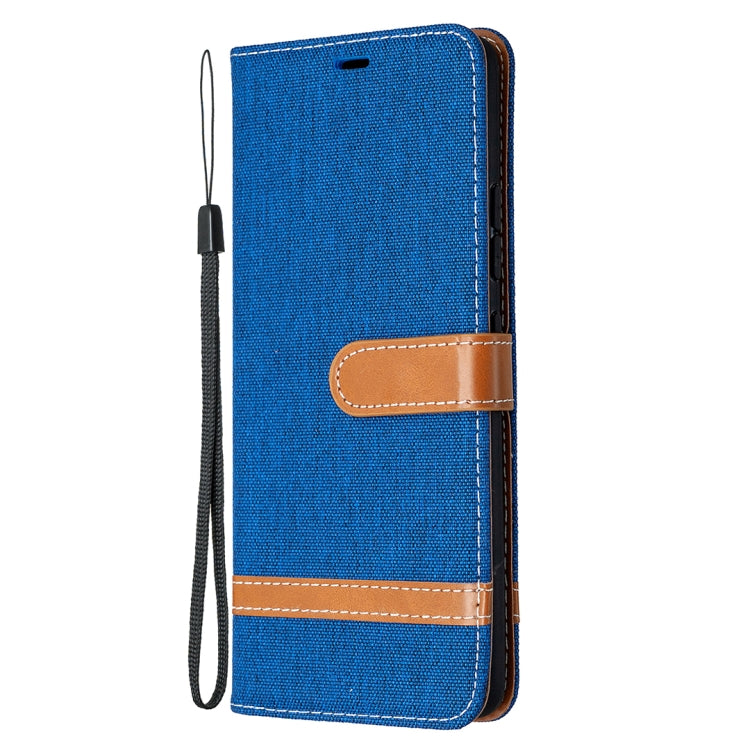 For Samsung Galaxy A42 5G Color Matching Denim Texture Horizontal Flip Leather Case with Holder & Card Slots & Wallet & Lanyard