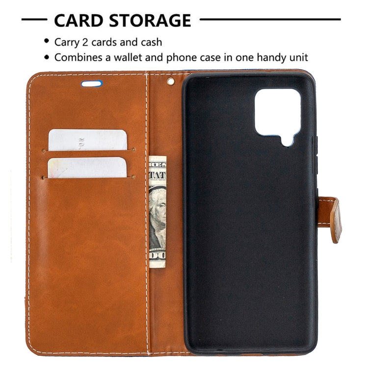 For Samsung Galaxy A42 5G Color Matching Denim Texture Horizontal Flip Leather Case with Holder & Card Slots & Wallet & Lanyard