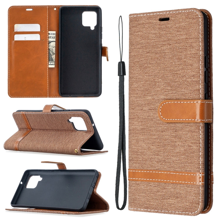 For Samsung Galaxy A42 5G Color Matching Denim Texture Horizontal Flip Leather Case with Holder & Card Slots & Wallet & Lanyard