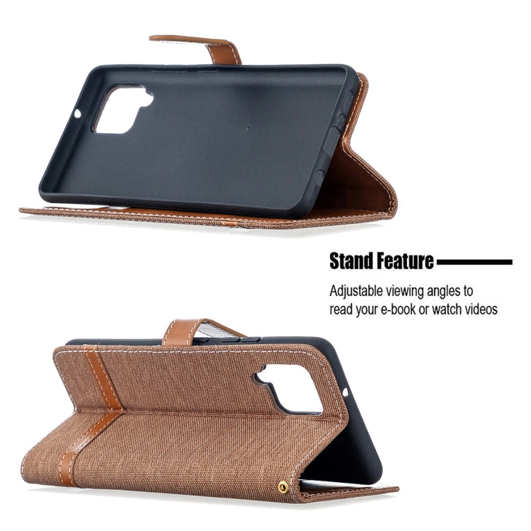 For Samsung Galaxy A42 5G Color Matching Denim Texture Horizontal Flip Leather Case with Holder & Card Slots & Wallet & Lanyard