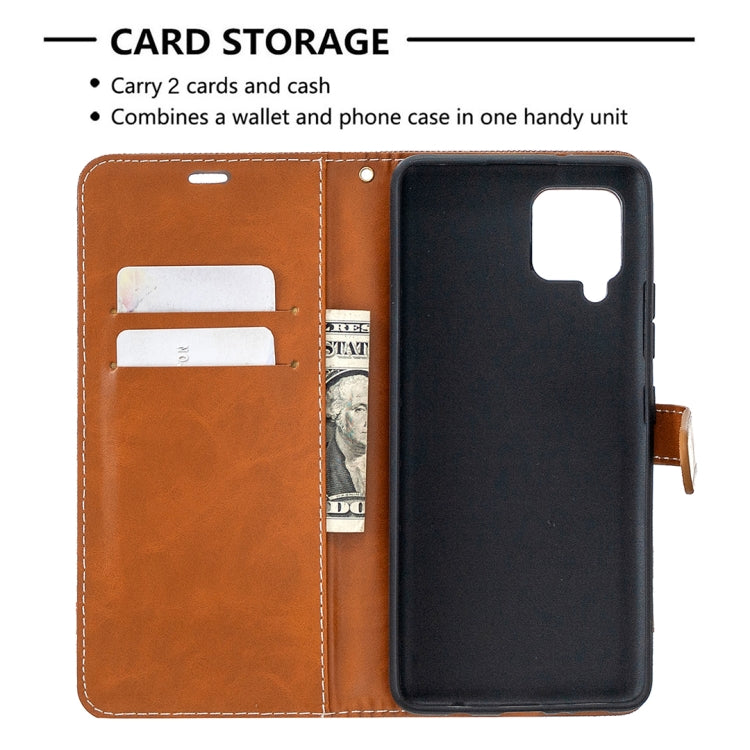 For Samsung Galaxy A42 5G Color Matching Denim Texture Horizontal Flip Leather Case with Holder & Card Slots & Wallet & Lanyard