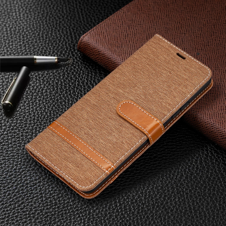For Samsung Galaxy A42 5G Color Matching Denim Texture Horizontal Flip Leather Case with Holder & Card Slots & Wallet & Lanyard