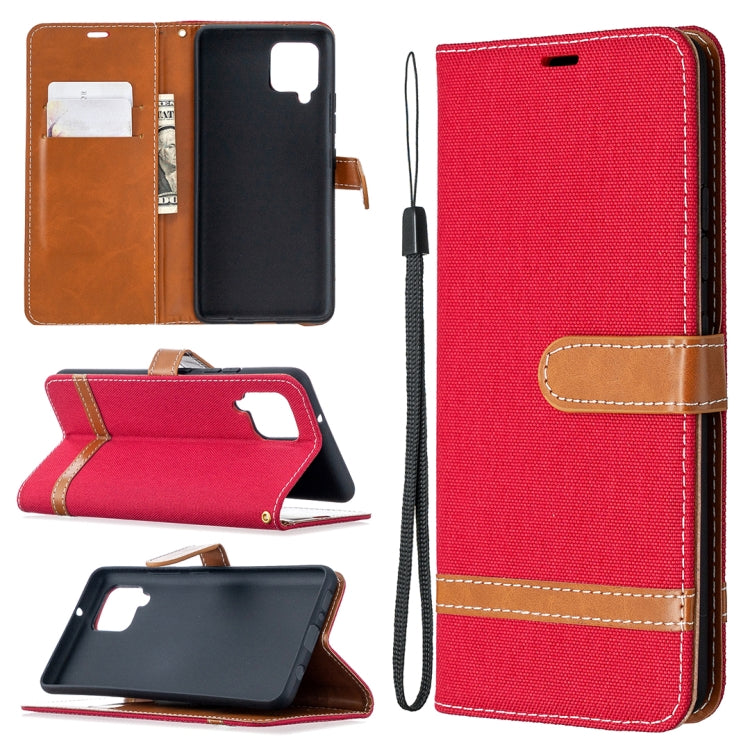 For Samsung Galaxy A42 5G Color Matching Denim Texture Horizontal Flip Leather Case with Holder & Card Slots & Wallet & Lanyard