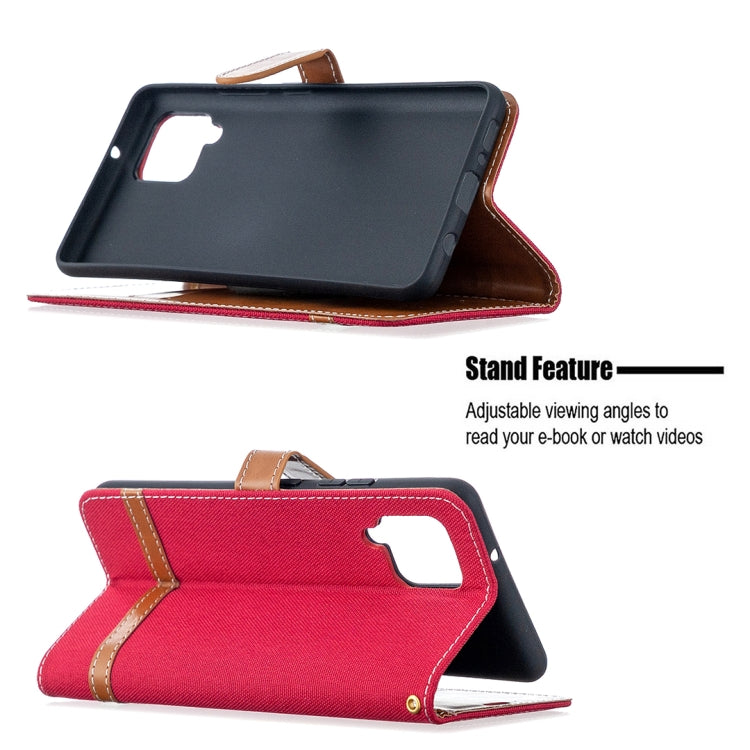 For Samsung Galaxy A42 5G Color Matching Denim Texture Horizontal Flip Leather Case with Holder & Card Slots & Wallet & Lanyard