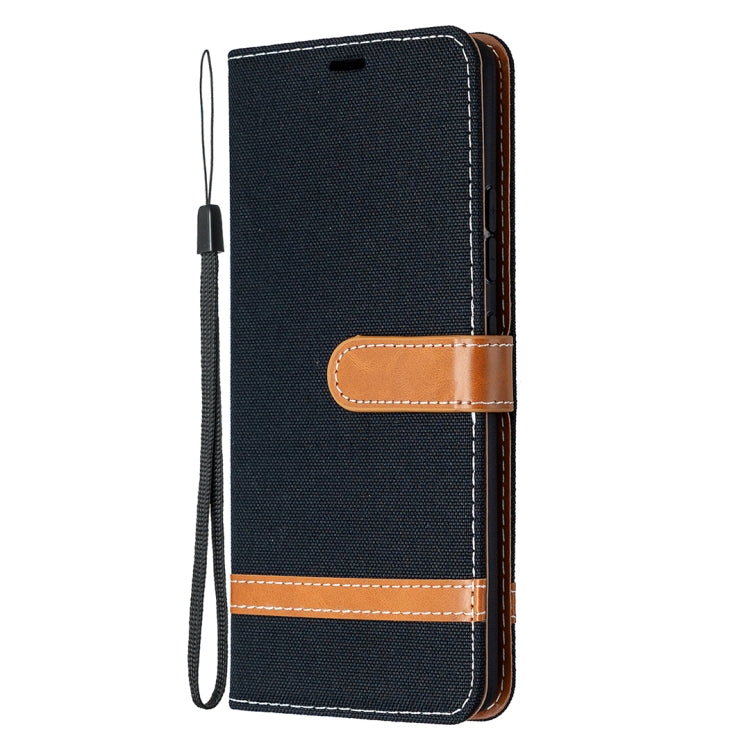 For Samsung Galaxy A42 5G Color Matching Denim Texture Horizontal Flip Leather Case with Holder & Card Slots & Wallet & Lanyard