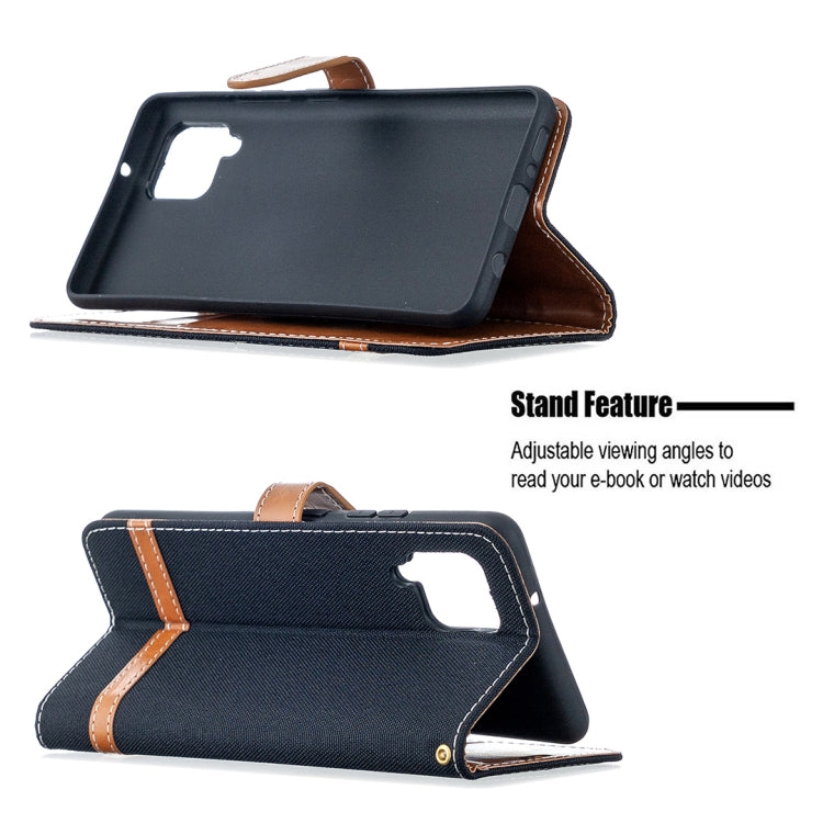 For Samsung Galaxy A42 5G Color Matching Denim Texture Horizontal Flip Leather Case with Holder & Card Slots & Wallet & Lanyard