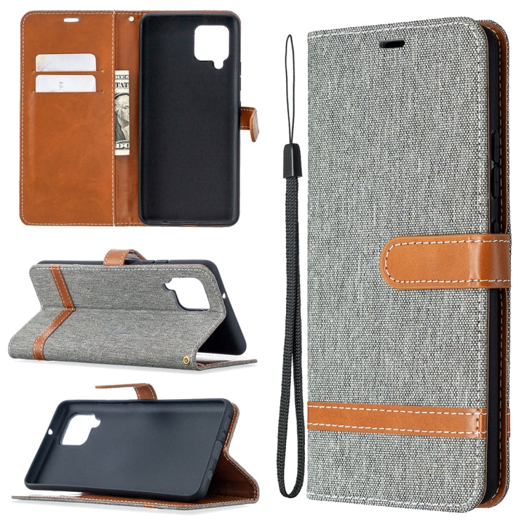 For Samsung Galaxy A42 5G Color Matching Denim Texture Horizontal Flip Leather Case with Holder & Card Slots & Wallet & Lanyard