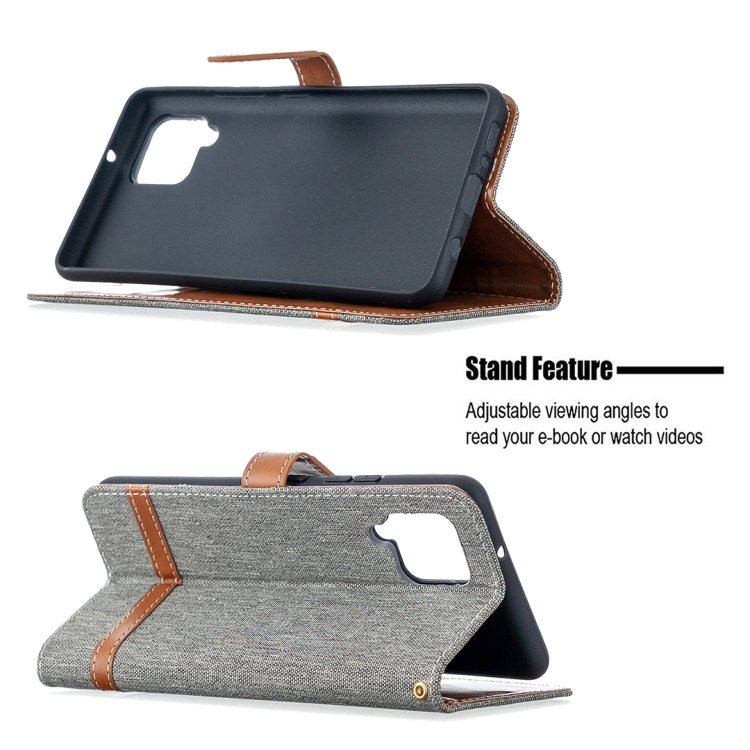 For Samsung Galaxy A42 5G Color Matching Denim Texture Horizontal Flip Leather Case with Holder & Card Slots & Wallet & Lanyard