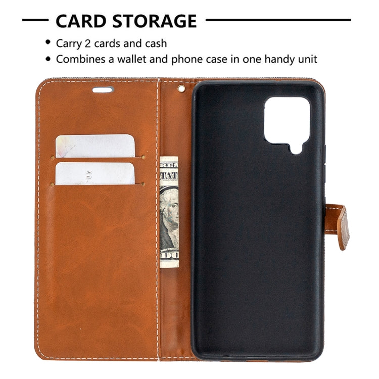 For Samsung Galaxy A42 5G Color Matching Denim Texture Horizontal Flip Leather Case with Holder & Card Slots & Wallet & Lanyard
