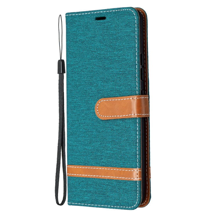 For Samsung Galaxy A42 5G Color Matching Denim Texture Horizontal Flip Leather Case with Holder & Card Slots & Wallet & Lanyard