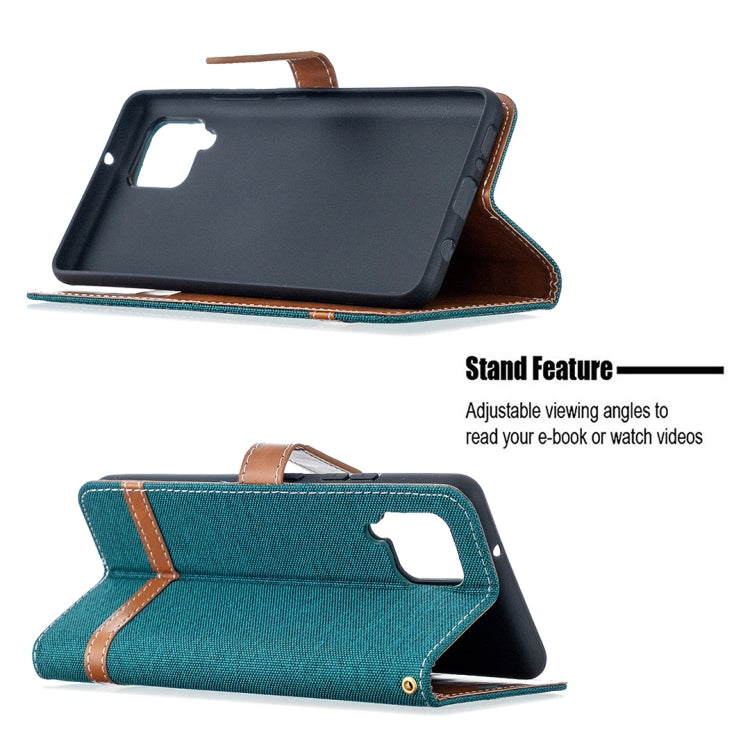 For Samsung Galaxy A42 5G Color Matching Denim Texture Horizontal Flip Leather Case with Holder & Card Slots & Wallet & Lanyard