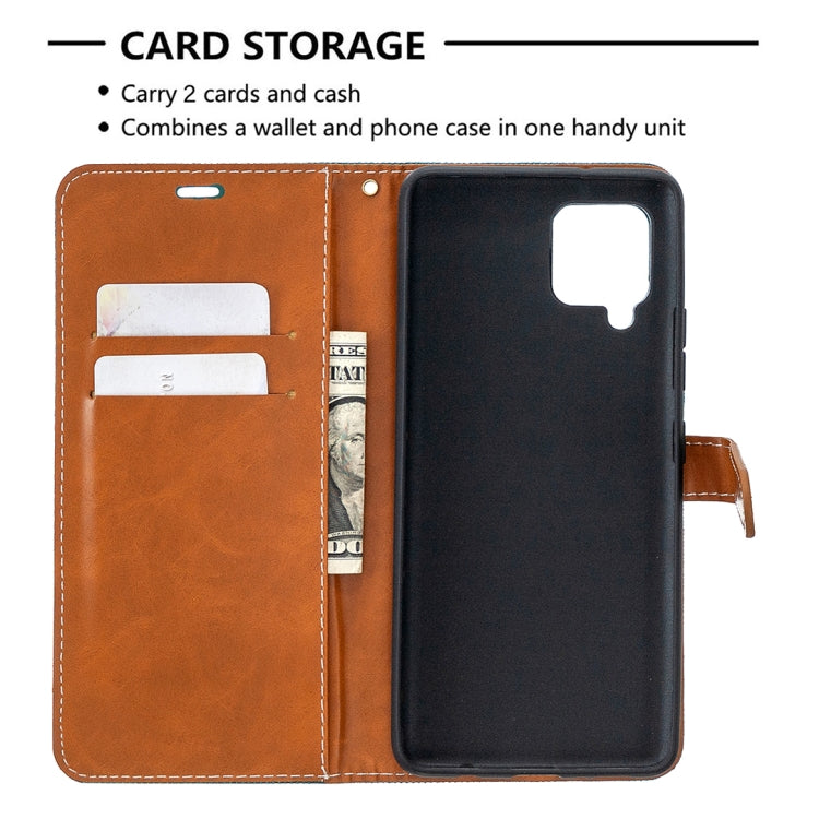 For Samsung Galaxy A42 5G Color Matching Denim Texture Horizontal Flip Leather Case with Holder & Card Slots & Wallet & Lanyard