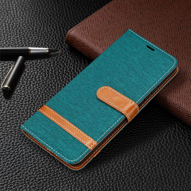 For Samsung Galaxy A42 5G Color Matching Denim Texture Horizontal Flip Leather Case with Holder & Card Slots & Wallet & Lanyard