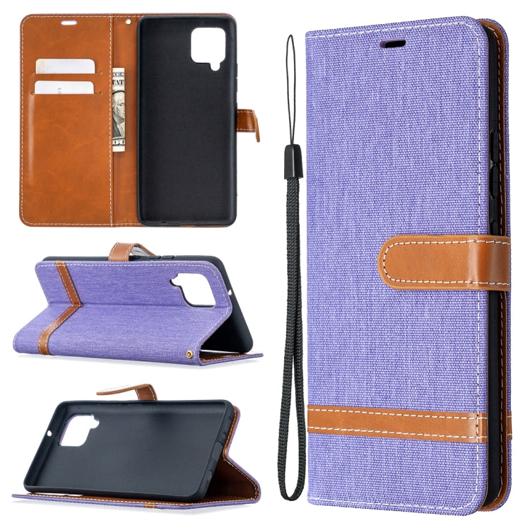 For Samsung Galaxy A42 5G Color Matching Denim Texture Horizontal Flip Leather Case with Holder & Card Slots & Wallet & Lanyard