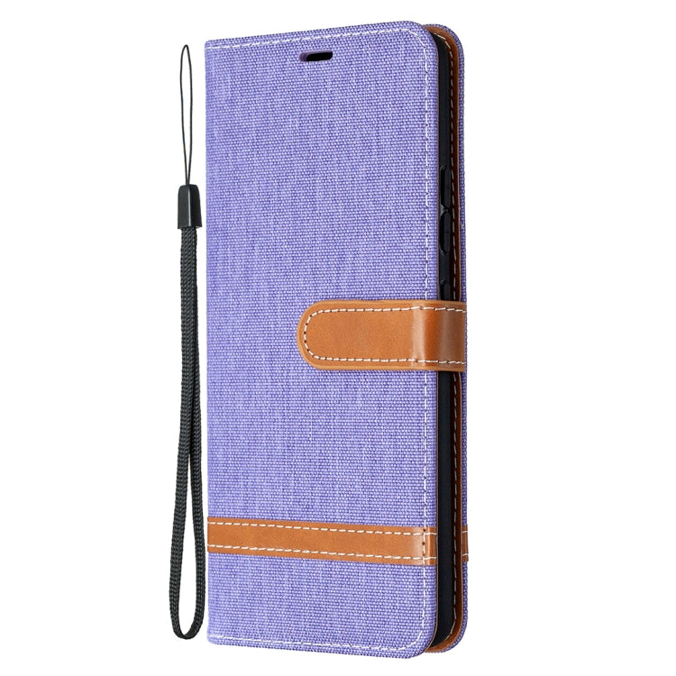 For Samsung Galaxy A42 5G Color Matching Denim Texture Horizontal Flip Leather Case with Holder & Card Slots & Wallet & Lanyard
