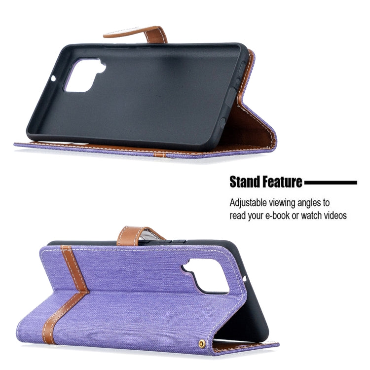 For Samsung Galaxy A42 5G Color Matching Denim Texture Horizontal Flip Leather Case with Holder & Card Slots & Wallet & Lanyard