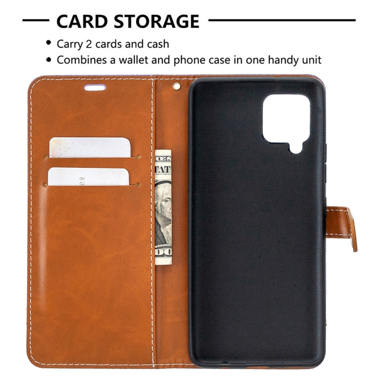 For Samsung Galaxy A42 5G Color Matching Denim Texture Horizontal Flip Leather Case with Holder & Card Slots & Wallet & Lanyard